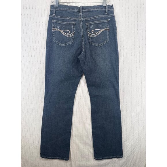 Zena Jeans Women Sz 14 Blue Denim Straight Leg HighRise Embroidered Pockets Boho - Picture 2 of 12